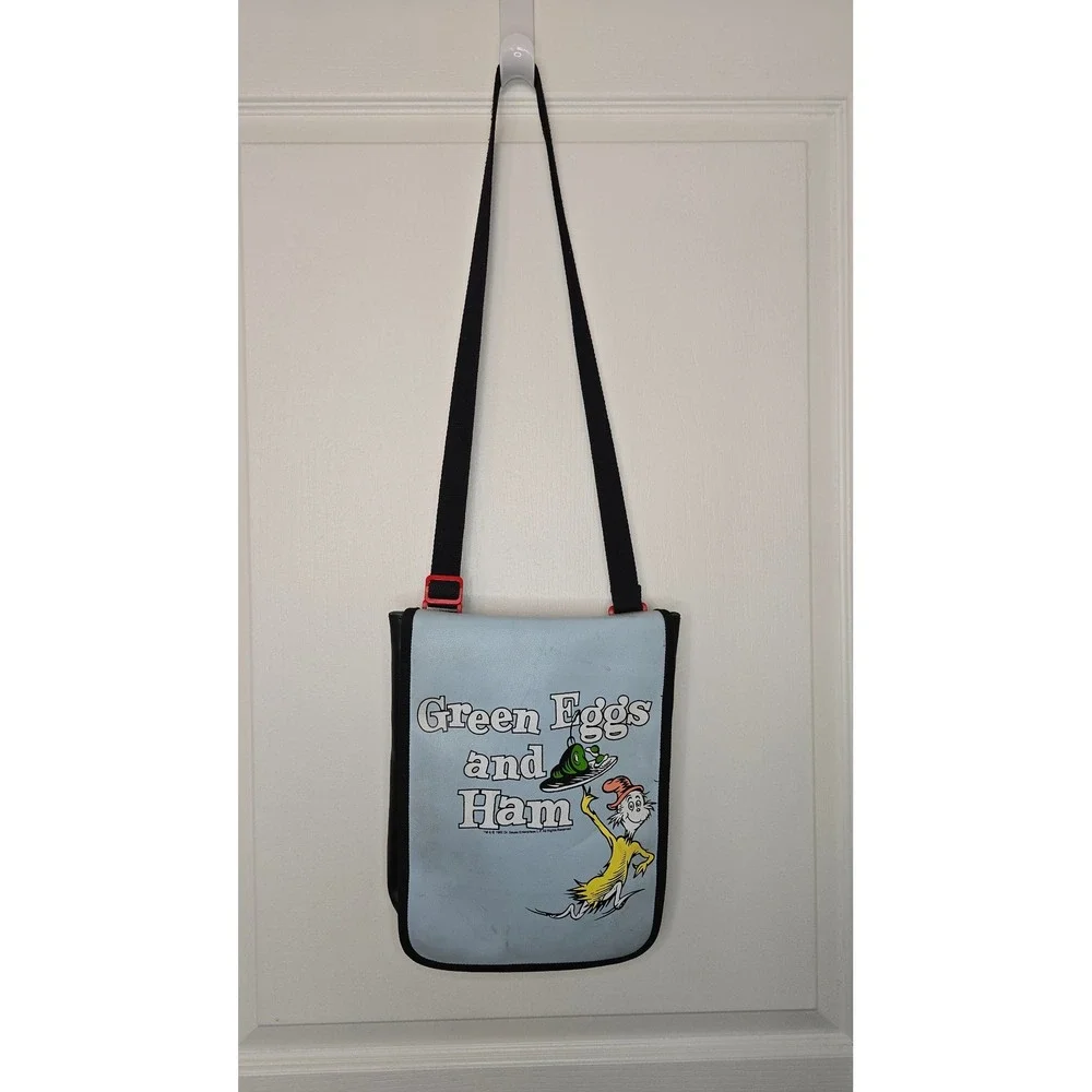 Dr Seuss Green Eggs and Ham Doe Sam I Am Blue Black Crossbody Messenger Handbag